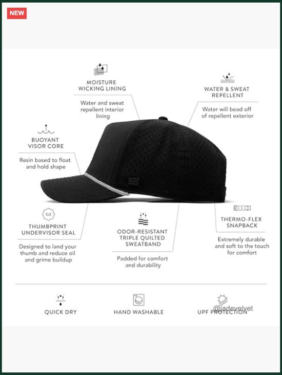 Water-Resistant Fitted Baseball Cap, Unisex Snapback Hat main image 5